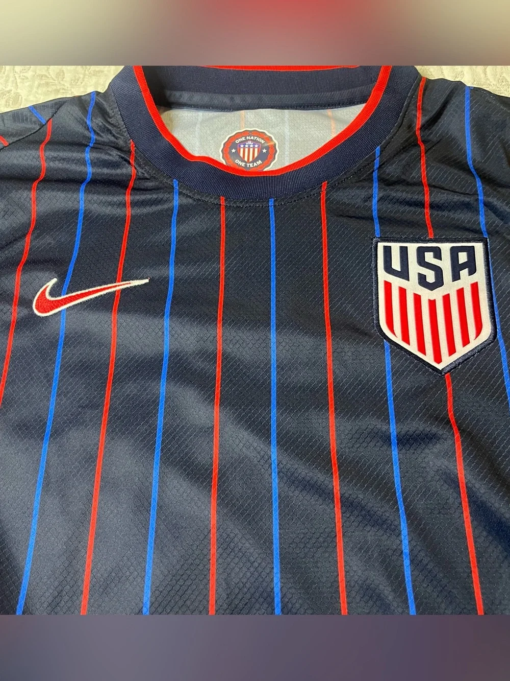 Nike USA USMNT Soccer Jersey Men’s XL Navy Blue Red Blue Striped Dri-FIT NWT
